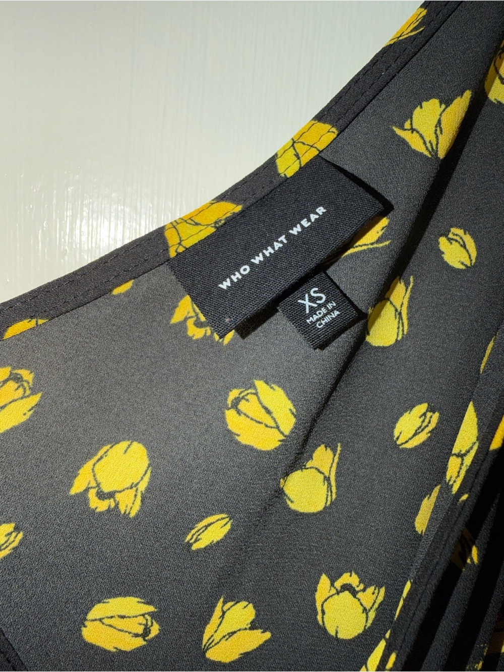 WhoWhatWear Yellow Tulip black ruffle maxi dress